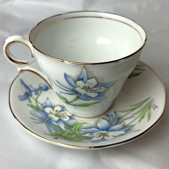 Antique JonRoth, England, Salisbury fine bone China blue and white flower - Picture 1 of 9